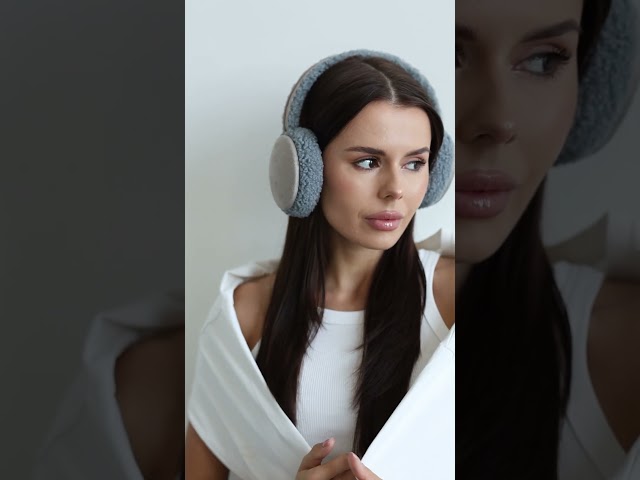 Чоботи жіночі шкіряні байка хутро 592641 Чорний Хутряні навушники жіночі 593324 Сірі блакитні