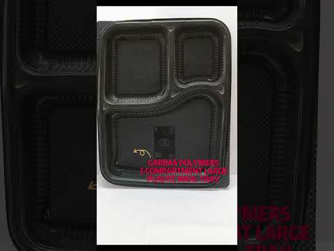 3 Compartment Meal Tray Black With Lid Large