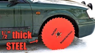 Testing Saw Blade Wheels on Frozen Lake!