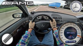 Mercedes-Benz E55 AMG W211 TOP SPEED DRIVE ON GERMAN AUTOBAHN 🏎