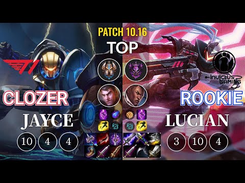 T1 Clozer Jayce vs IG Rookie Lucian Top - KR Patch 10.16