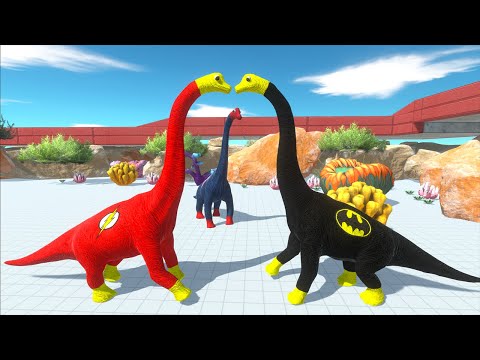 BATMAN BRACHIOSAURUS VS FLASH BRACHIOSAURUS OASIS DEATH FALL - Animal Revolt Battle Simulator