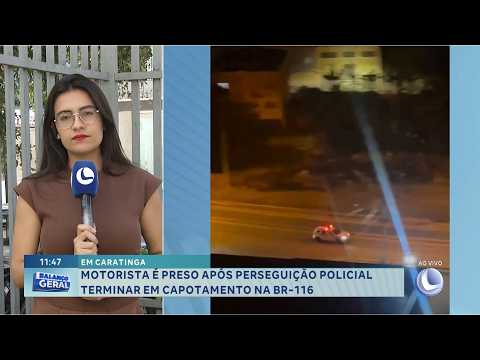 Caratinga: Motorista é preso após perseguição terminar em capotamento.