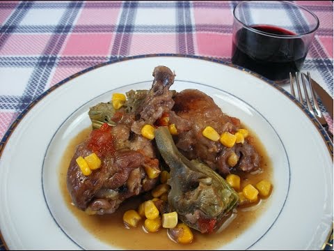 Pollo con alcachofas