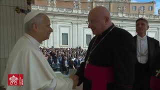 Jubileuszowa pielgrzymka diecezji włocławskiej: biskupi podczas audiencji u Leona XIV