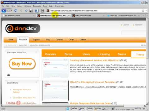 DotNetNuke Tutorial - XMod Pro - How to create database listings and forms part 1 of 3 - Video #234