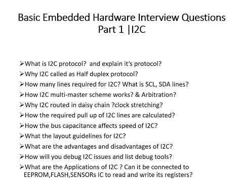 Basic Embedded Hardware Interview Questions Part 1 I2C