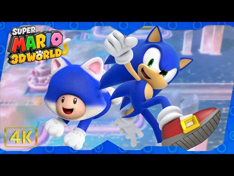 Super Mario 3D World for Wii U ⁴ᴷ Full Playthrough as Sonic & Toad (No Warps)