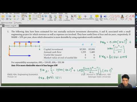 [ENGG 404] 7. Evaluation of Mutually Exclusive Alternatives (2/2)