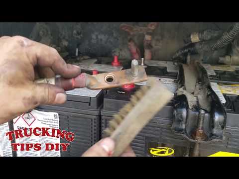 How to remove and replace batteries on Semi truck Freightliner cascadia