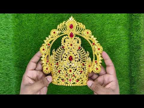 Handmade Traditional Mukut Mastak for Idols & Murtis in Copper Gold Polish video