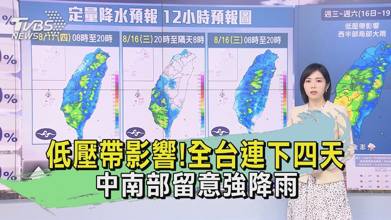 低壓帶影響!全台連下四天 中南部留意強降雨