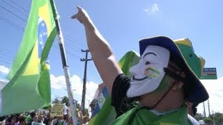 Protesto antes de jogo do Brasil