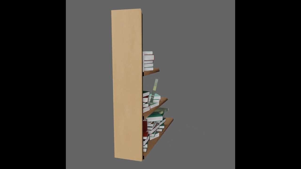 Cartoon Wall shelf with books 3D Model