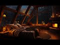 Cozy Cabin Ambience with Fireplace and Gentle Rain on window | Sleep well with Rain Sounds