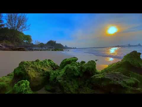 4K Calming Ocean Sunset Ambience. Gentle Wave Sounds - White Noise ASMR -  Sea Ocean Sounds LIVE