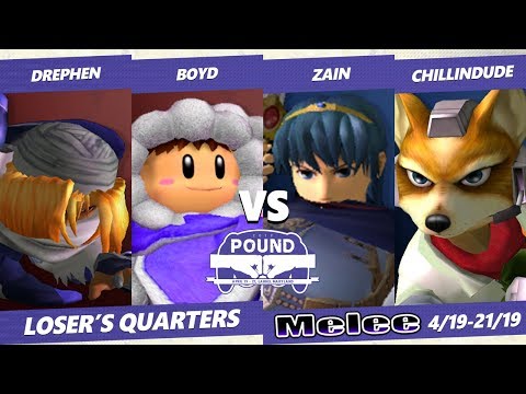 Pound 2019 SSBM Teams -  Chillindude & Zain VS  Boyd & Drephen - Smash Melee Loser's Quarters
