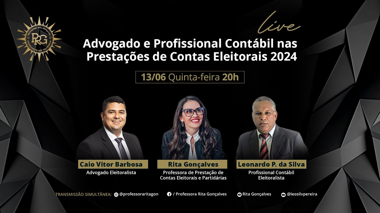 🔴LIVE - ADVOGADO E PROFISSIONAL CONTÁBIL NAS PRESTAÇÕES DE CONTAS ELEITORAIS 2024