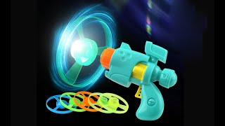 Glowing Flying Saucer/ Spinning Top Launcher Toy Set Outdoors Indoors Flying Toys