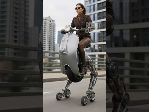 Next-Gen #vespa : A Two-Legged #robot Roams #milan ’s Roads #cyberpunk #fantasy #future