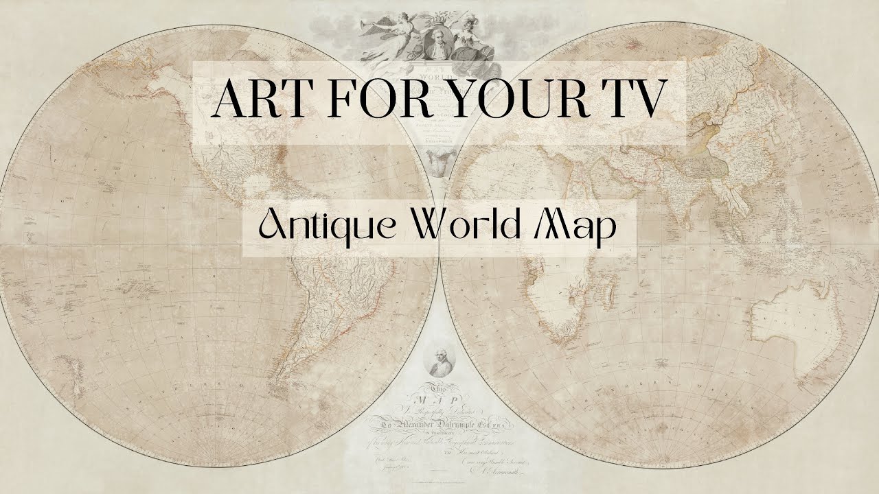 Antique Old World World Map Art, Relaxing Antique Map Display for Home & Office, 2 Hours NO MUSIC