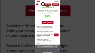 How to print a precourse workout certificate and self assessment test score  in AHA 