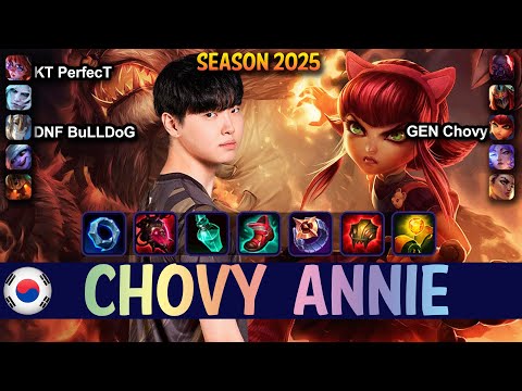 GEN Chovy ANNIE vs DNF BuLLDoG GALIO Mid - Patch 25.15 KR Ranked | lolrec