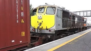 preview picture of video 'Irish Rail 071 Class Loco 086 + IWT Liner - Tullamore Station'