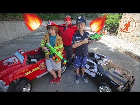 Little Heroes 35 - The Kid Cops, The Fire Engine and The Fire and Ice Nerf War