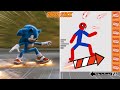 Sonic vs Stickman | Stickman Dismounting Highlight and Funny Moments #1