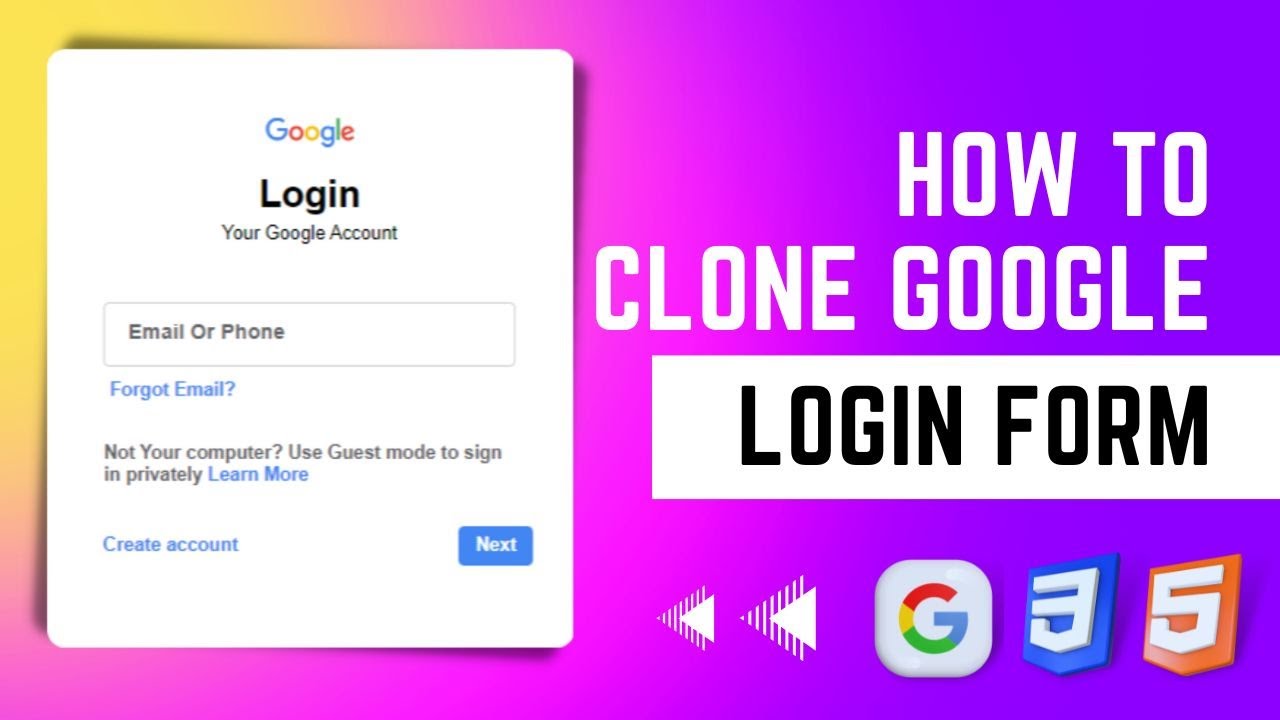 How To Clone #google Login Form Using HTML | CSS .