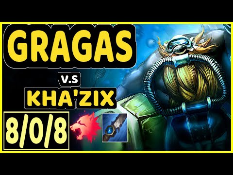 KIREI (GRAGAS) vs KHA'ZIX - 8/0/8 KDA JUNGLE GAMEPLAY - EUW Ranked GRANDMASTER