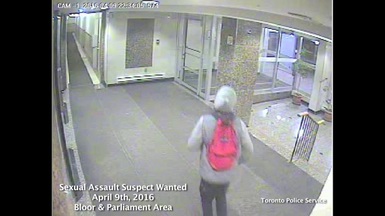 A suspect in a sexual assault seen on security video
