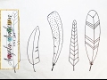 Feather Drawing and Transfer to Canvas | How to Draw 5 EASY Whimsical Feathers