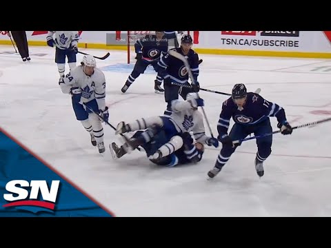 Tempers Flare Between Jets & Leafs After Pionk Knees Sandin & Jason Spezza Lays Questionable Hit