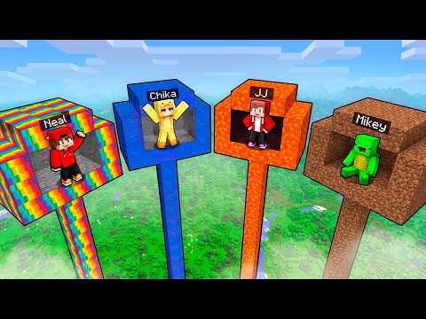 Neal and Chika vs JJ and Mikey in an ELEMENTAL Tree House Battle! (Minecraft)