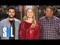 Margot Robbie Is Hosting SNL Alongside an Imposter of The Weeknd