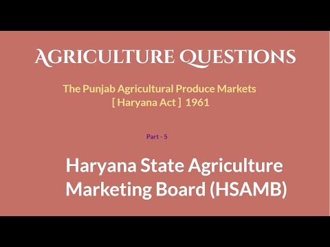Agriculture Questions Sub Inspector HSSC  | Haryana State Agricultural Marketing Board Video