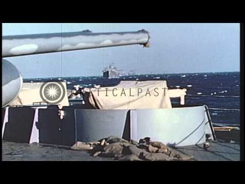 USS New York (BB-34) in Atlantic convoy operations during World War Ii HD Stock Footage
