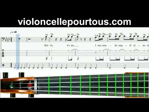 Cours de Violoncelle Adele Hello Partie2 Partitions Mélodie Сhansons Tuto Comment Jouer Tab Tablatu
