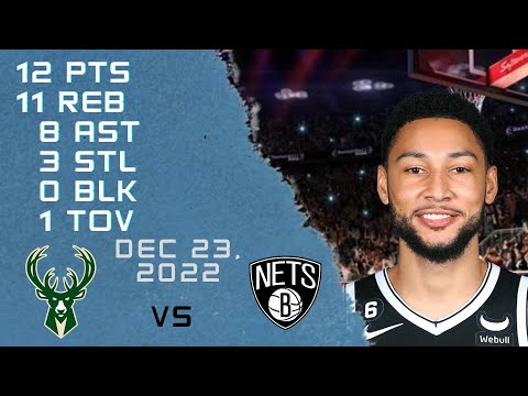 Ben Simmons Player Highlights 23-12-2022 NETS vs BUCKS NBA REGULAR SEASON
