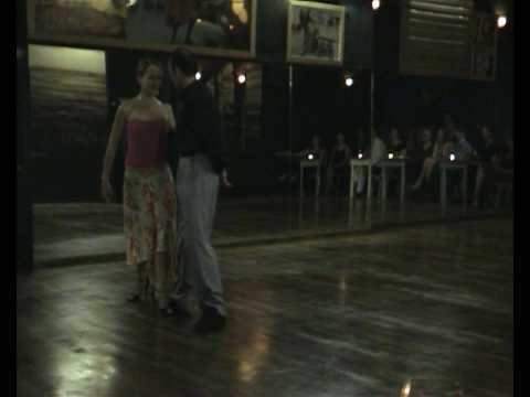  Claudia Jakobsen  and  Jorge Fatauros  are  dancing  to  the  tango  "  Emancipacion  "  by  Osvaldo Pugliese  in  2005