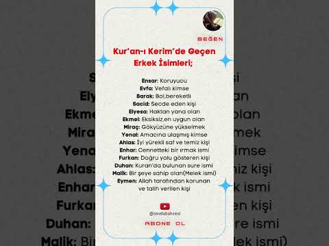 Kuranı Kerim'de Geçen Erkek İsimleri #shorts #islam