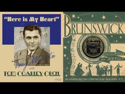 1933, Here is My Heart, Tony Martin, Tom Coakley Orch. HD 78rpm