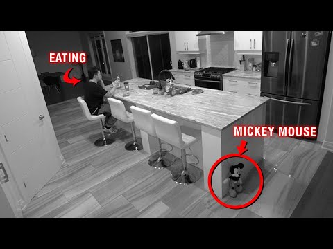 CAUGHT MICKEY MOUSE ON OUR SECURITY CAMERAS AT 3 AM!! *HE ACTUALLY MOVES*