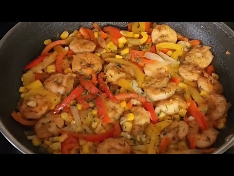 Cajun Shrimp with Bell Peppers and Corn (ready in 5 minutes)