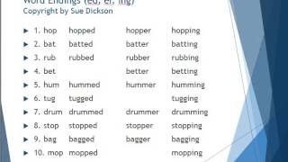 Word Endings (ed, er, ing) (copyright by Sue Dickson)