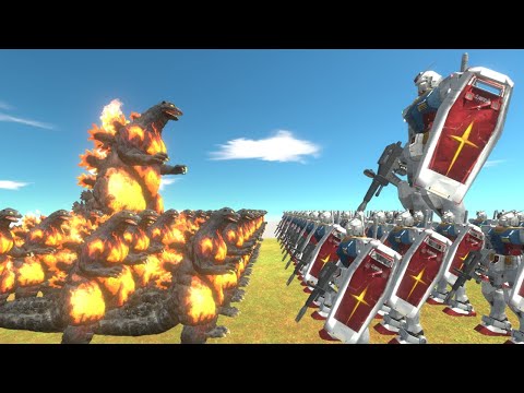 FIRE AND STEEL! GUNDAM RX-78 vs BURNING GODZILLA EPIC BATTLE - Animal Revolt Battle Simulator
