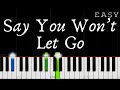 James Arthur Say You Won T Let Go EASY Piano Tutorial
