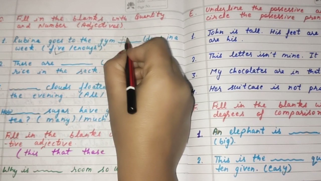 class 5 english worksheet | english grammar worksheet for class 5 / adjectives/ class 5 adjectives